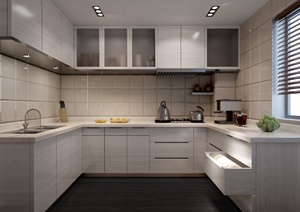 某现代简约厨房室内设计3dmax模型