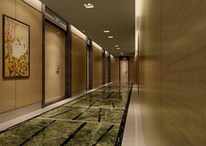 现代酒店前厅及过道室内设计3dmax模型