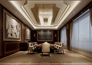 现代会议室室内装饰设计3dmax模型