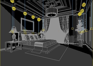 东南亚风格卧室室内装修设计3dmax模型