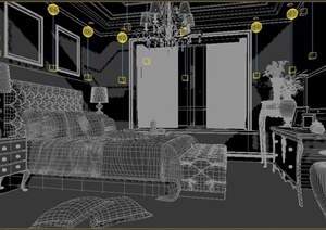 某现代住宅空间室内主卧建筑设计3DMAX模型