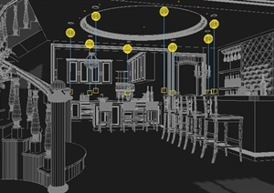 复式住宅厨房餐厅室内设计3dmax模型