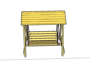 某现代庭院木质秋千椅设计SU(草图大师)模型