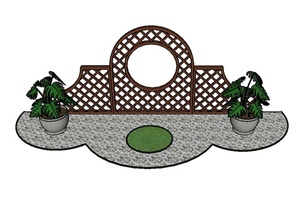 某现代景观节点木质景墙设计SU(草图大师)模型