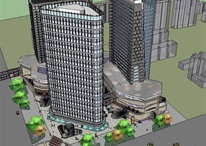 某现代城市大型商业综合体建筑设计SU(草图大师)模型