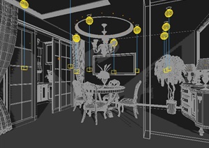 室内装饰厨房、餐厅室内设计3dmax模型