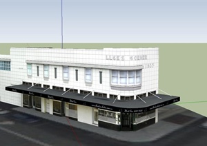 某欧式两层咖啡厅建筑设计SU(草图大师)模型