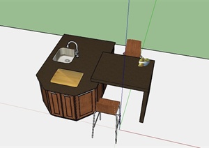 一个餐桌橱柜设计SU(草图大师)模型