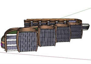 现代某多层不规则形幼儿园建筑设计SU(草图大师)模型