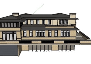 某三层郊外别墅建筑设计SU(草图大师)模型