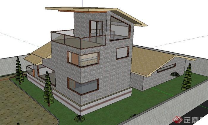 某地一現代風格居住住宅建築設計su模型