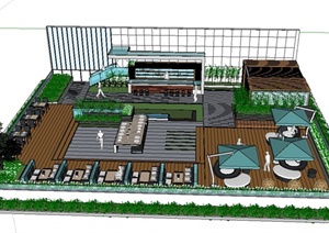 某现代屋顶花园餐厅设计SU(草图大师)模型