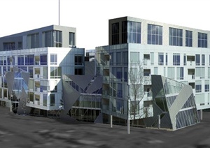 现代风格办公中心建筑设计SU(草图大师)模型