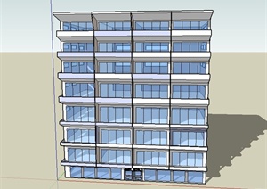某现代8层办公建筑设计SU(草图大师)模型