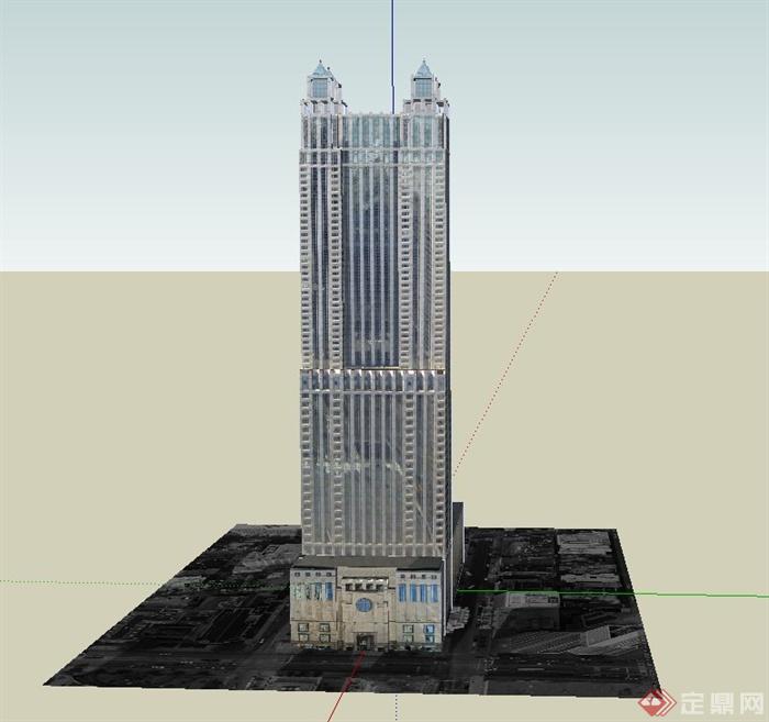 某欧式独栋高层办公建筑设计SU模型(1)