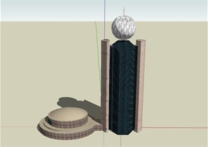 某欧式电信塔建筑设计SU(草图大师)模型