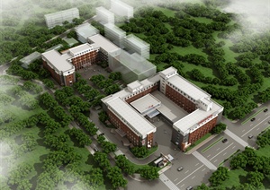 现代风格医院建筑设计3dmax模型（含效果图）