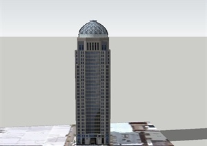 某现代超高层银行办公楼建筑设计SU(草图大师)模型