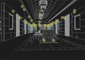 某休闲会所室内过道走廊装修设计3DMAX模型