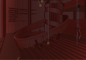 某现代科技馆楼梯空间装修设计3DMAX模型