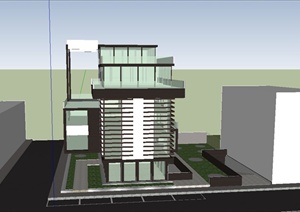 某现代五层半私人办公室建筑设计SU(草图大师)模型