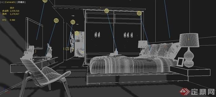 现代简约酒店客房室内设计3dmax模型(2)