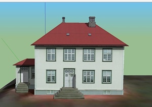 某美式两层乡村住宅建筑设计SU(草图大师)模型