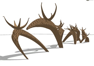 抽象小鹿雕塑小品设计SU(草图大师)模型