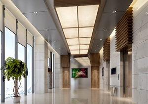 电梯间参观门厅装饰设计3DMAX模型