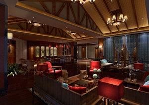 中式风格茶室室内装修设计3dmax模型
