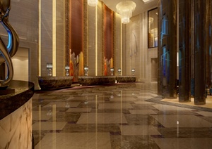 某现代风格酒店大堂室内设计3dmax模型