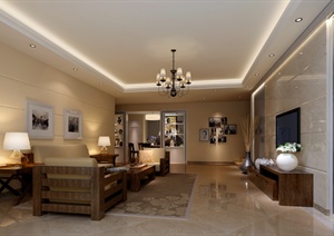 新中式客厅装饰设计3DMAX模型