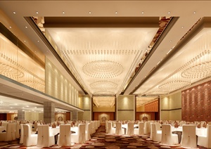 现代简约风格宴会厅室内设计3dmax模型