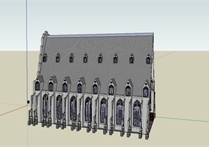 某欧式多层礼堂建筑设计SU(草图大师)模型
