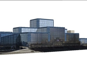 现代风格多层办公中心建筑设计SU(草图大师)模型