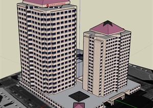 阿尔伯克基银行建筑设计SU(草图大师)模型