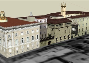 某区政府大楼建筑设计SU(草图大师)模型