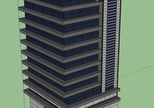多层酒店建筑设计SU(草图大师)模型