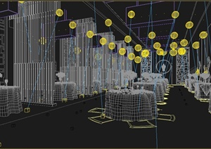 某现代风格中餐厅大厅装修设计3DMAX模型