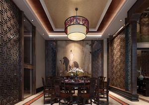 中式客餐厅装饰设计3DMAX模型