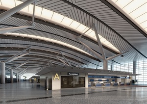 现代风格机场大厅室内设计3dmax模型