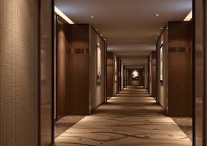 某酒店客房走廊室内设计3dmax模型