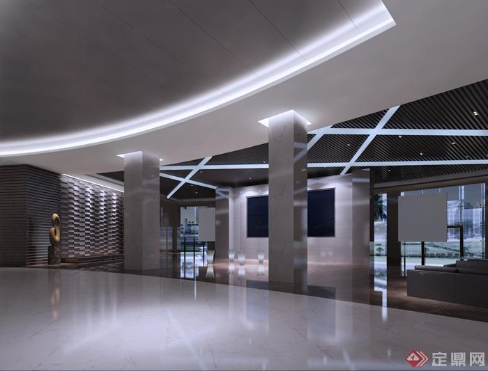 现代风格电视台中心大厅室内设计3dmax模型