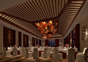 中式餐厅装饰设计3DMAX模型