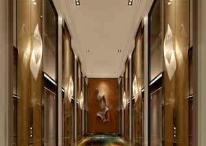 某现代风格电梯间室内装饰3dmax模型