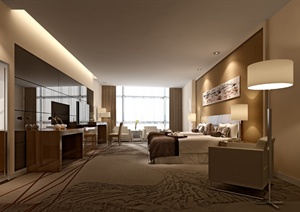 酒店双人客房装饰设计3DMAX模型