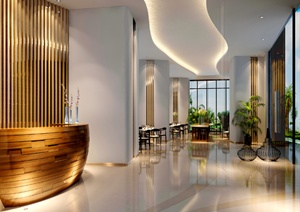 现代风格餐厅大堂室内设计3dmax模型