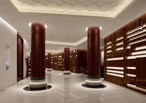 某商业空间电梯间及过道室内设计3dmax模型