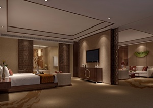 某中式风格酒店套房室内设计3dmax模型