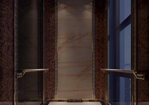 某地现代风格电梯间室内设计3dmax模型